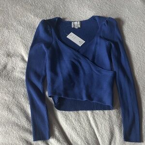 Pink Rose  Blue Knit Top